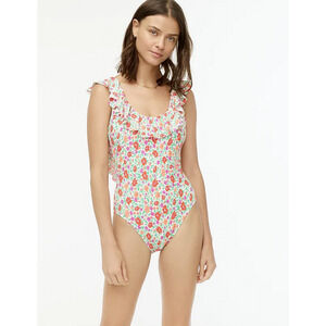 J. CREW Ruffle Scoopback One-Piece in‎ Storybook Floral Size 8